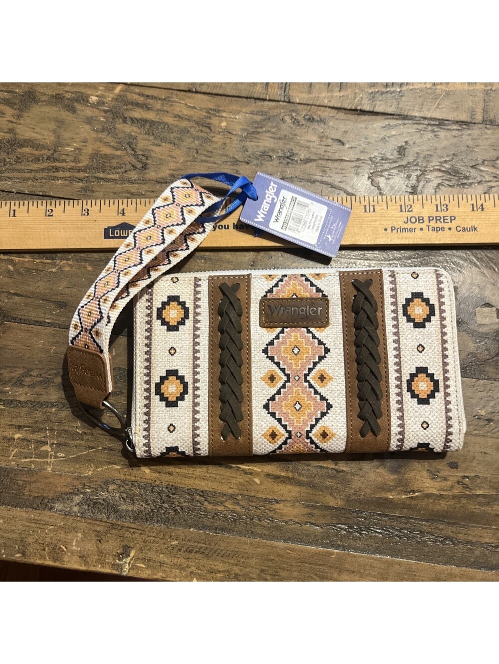 Wrangler Southwestern Aztec Canvas Wristlet Wallet Zip Around Boho Clutch Purse